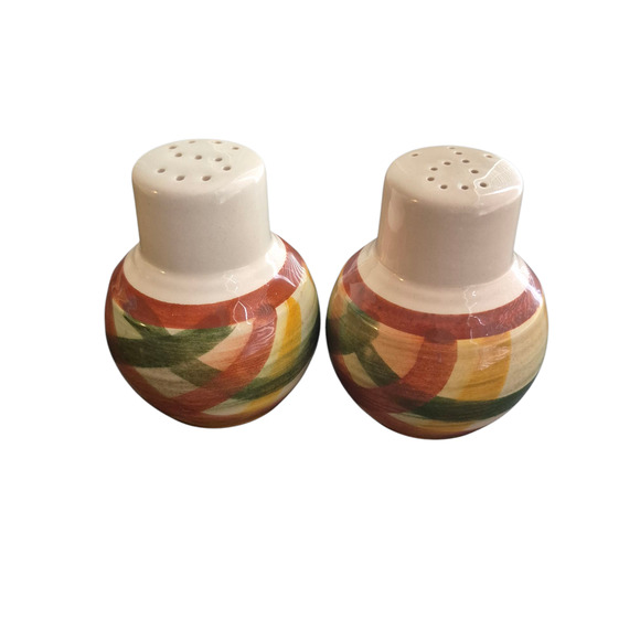 Vintage Vernon Kilns Homespun Salt and Pepper Cheerful MCM Western USA Lot 1 - Picture 1 of 9